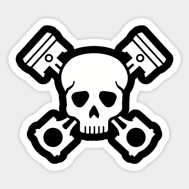 Piston skull Piston Sticker TeePublic